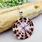 Hepburn and Hughes Seashell Pendant, Burgundy circle troca in Sterling Silver