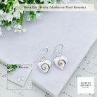 Hepburn and Hughes Shiva Eye Earrings | Mother of Pearl on Reverse | Heart Shaped | Sterling Silver