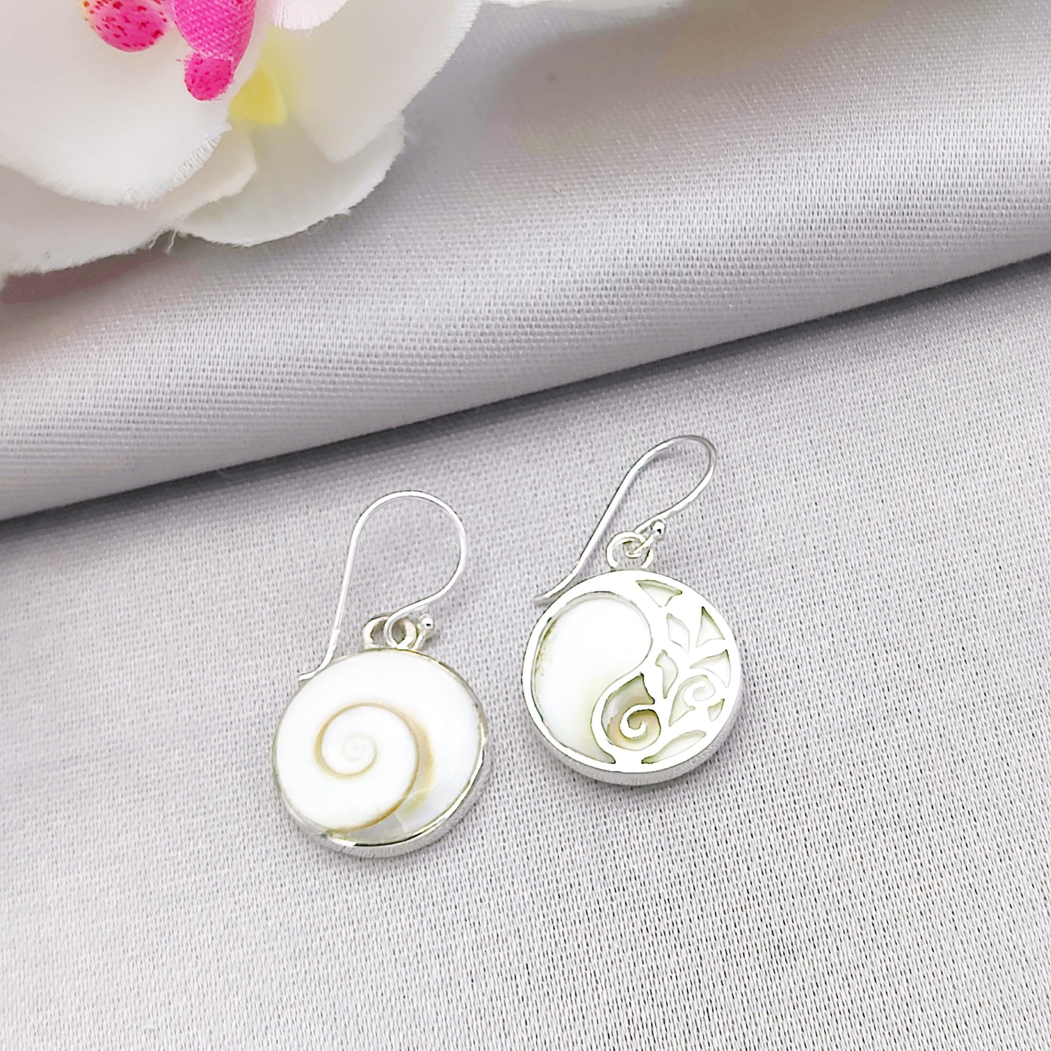 Hepburn and Hughes Shiva Eye Earrings | Reversible Yin and Yang | Circular | Sterling Silver