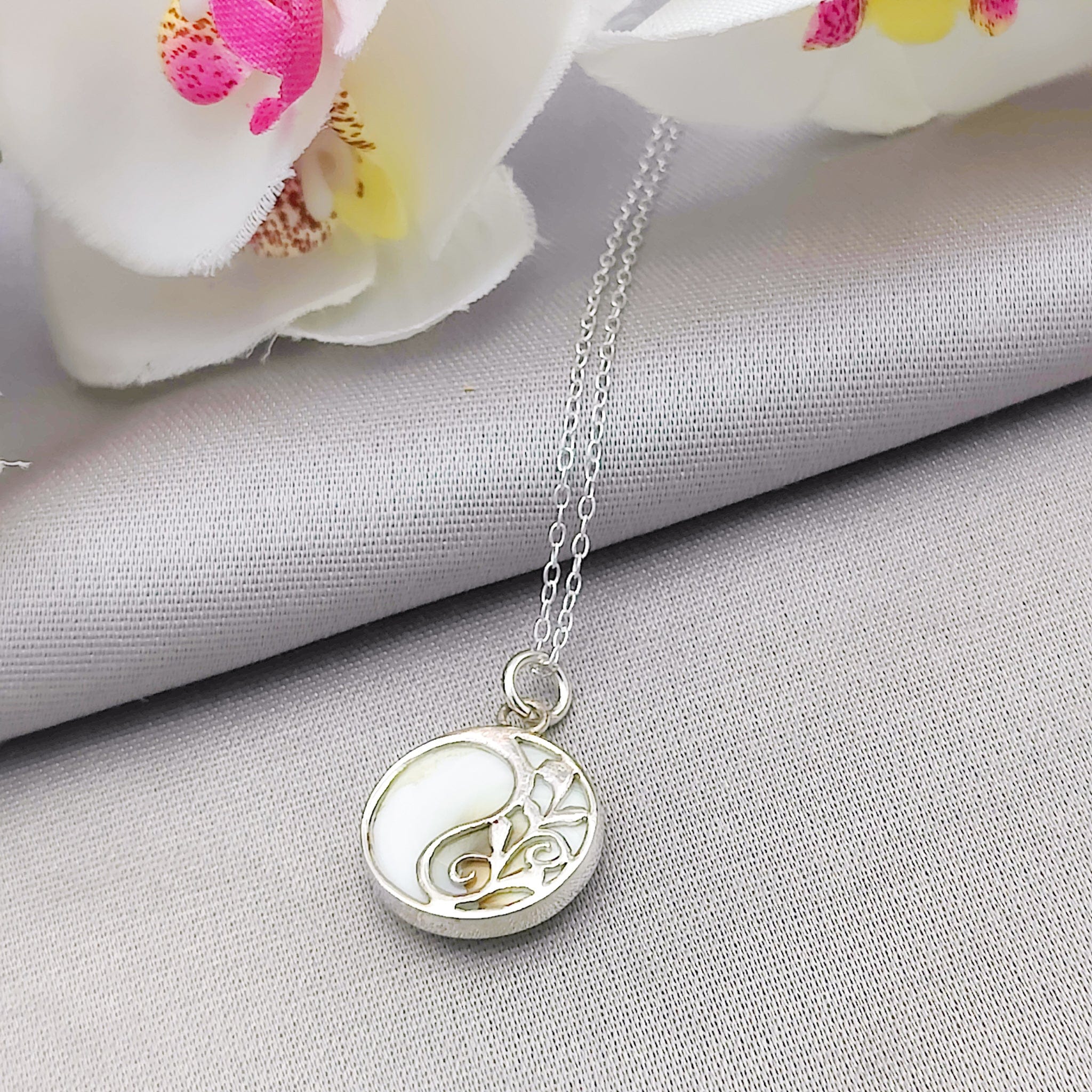 Hepburn and Hughes Shiva Eye Pendant | Reversible Yin Yan | Circular | Sterling Silver