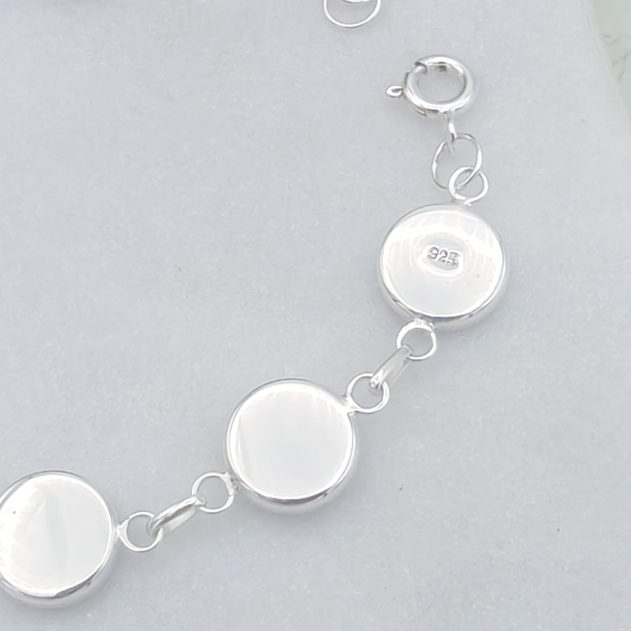 Hepburn and Hughes Shiva Eye Shell Bracelet | With 8 Stones, Reversible | Sterling silver