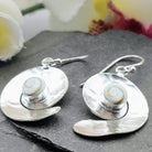 Hepburn and Hughes Shiva Eye Shell Earrings | Hammered Swirl | Sterling Silver