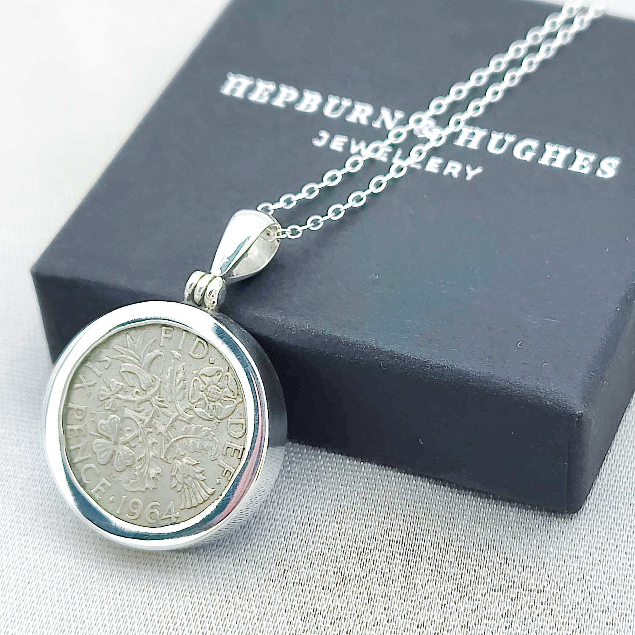 Hepburn and Hughes Sixpence Coin Pendant | Historical Gift | Select Year | Sterling Silver