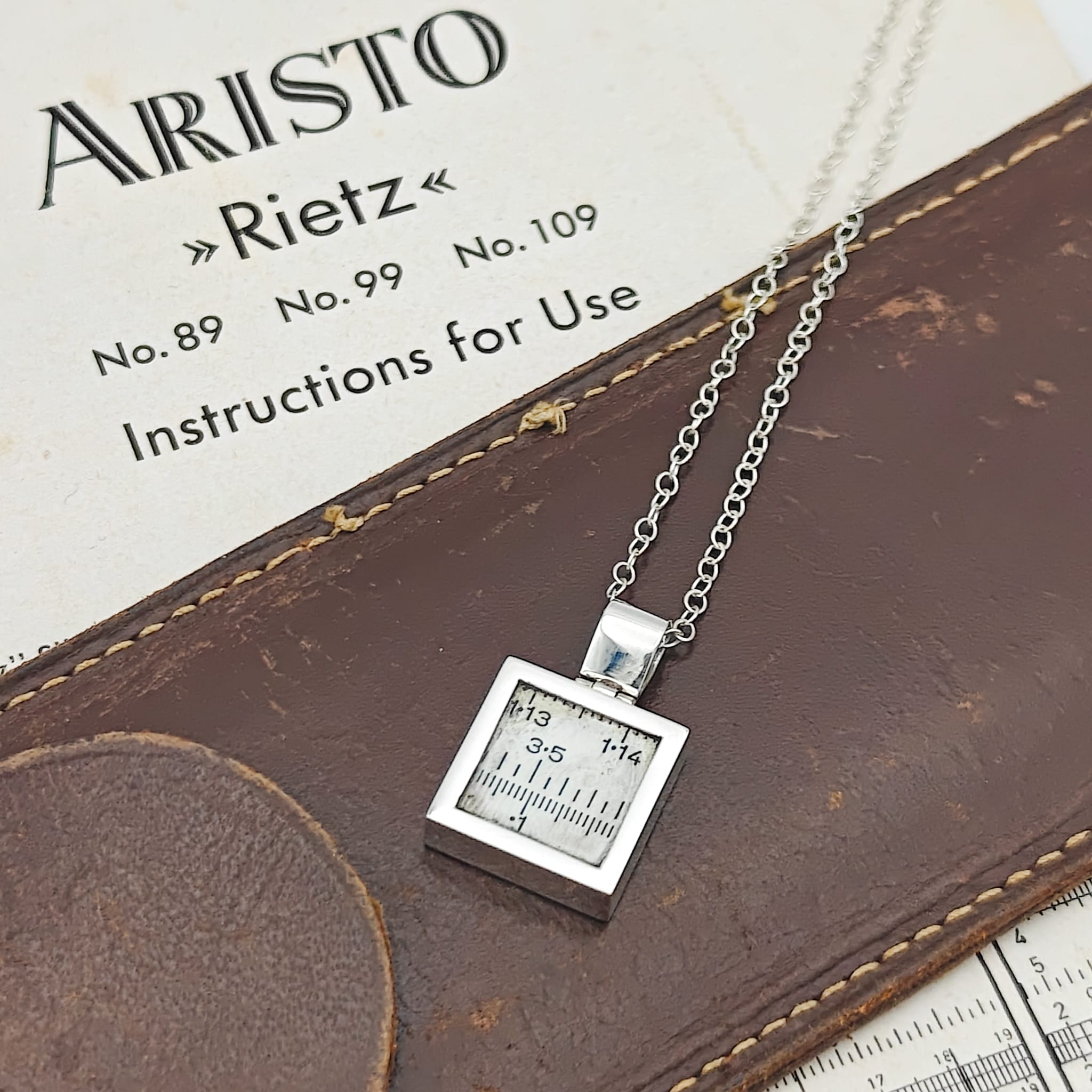Hepburn and Hughes Slide Rule Pendant | Maths and Science Gift | Sterling Silver