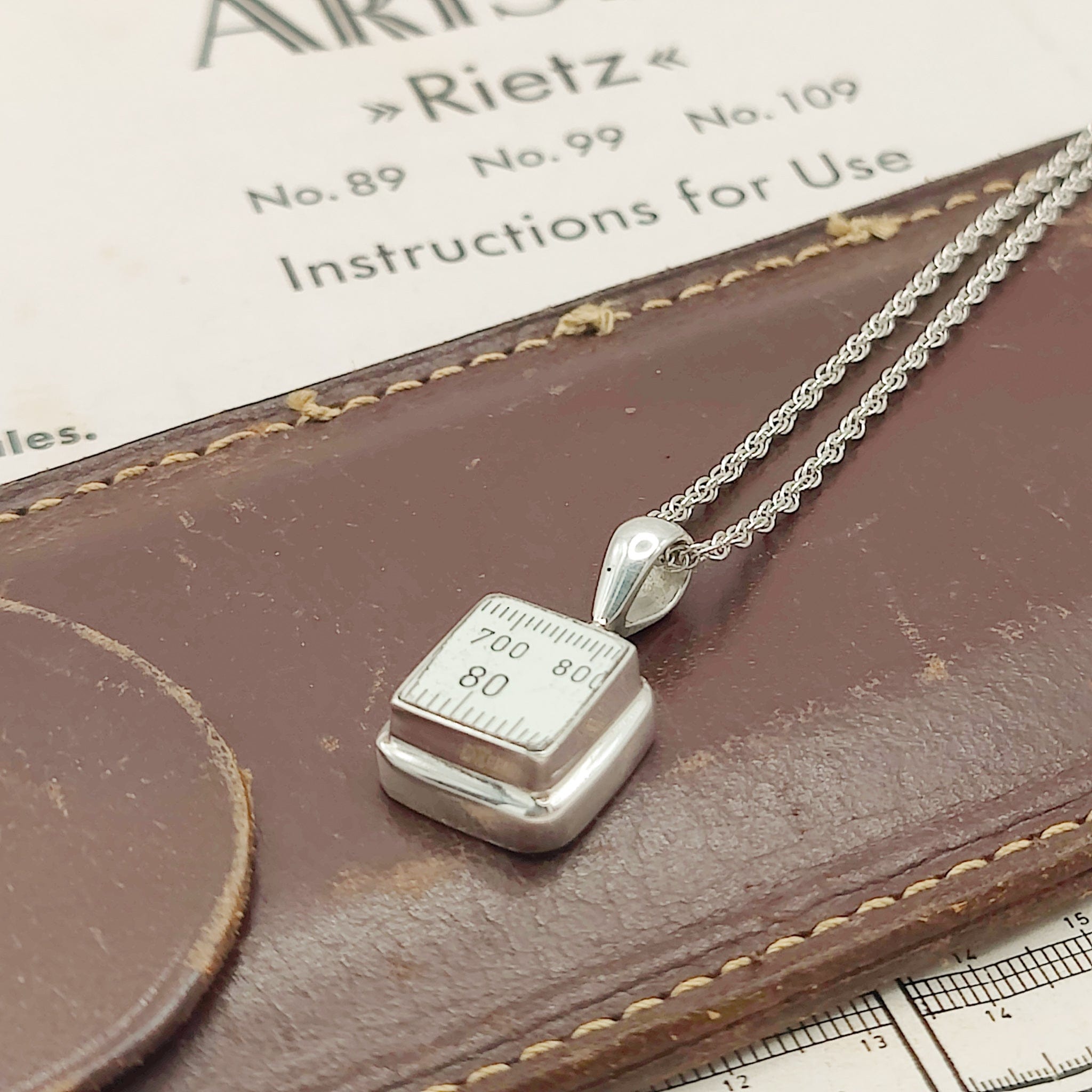 Hepburn and Hughes Slide Rule Pendant | Maths and Science Gift | Sterling Silver