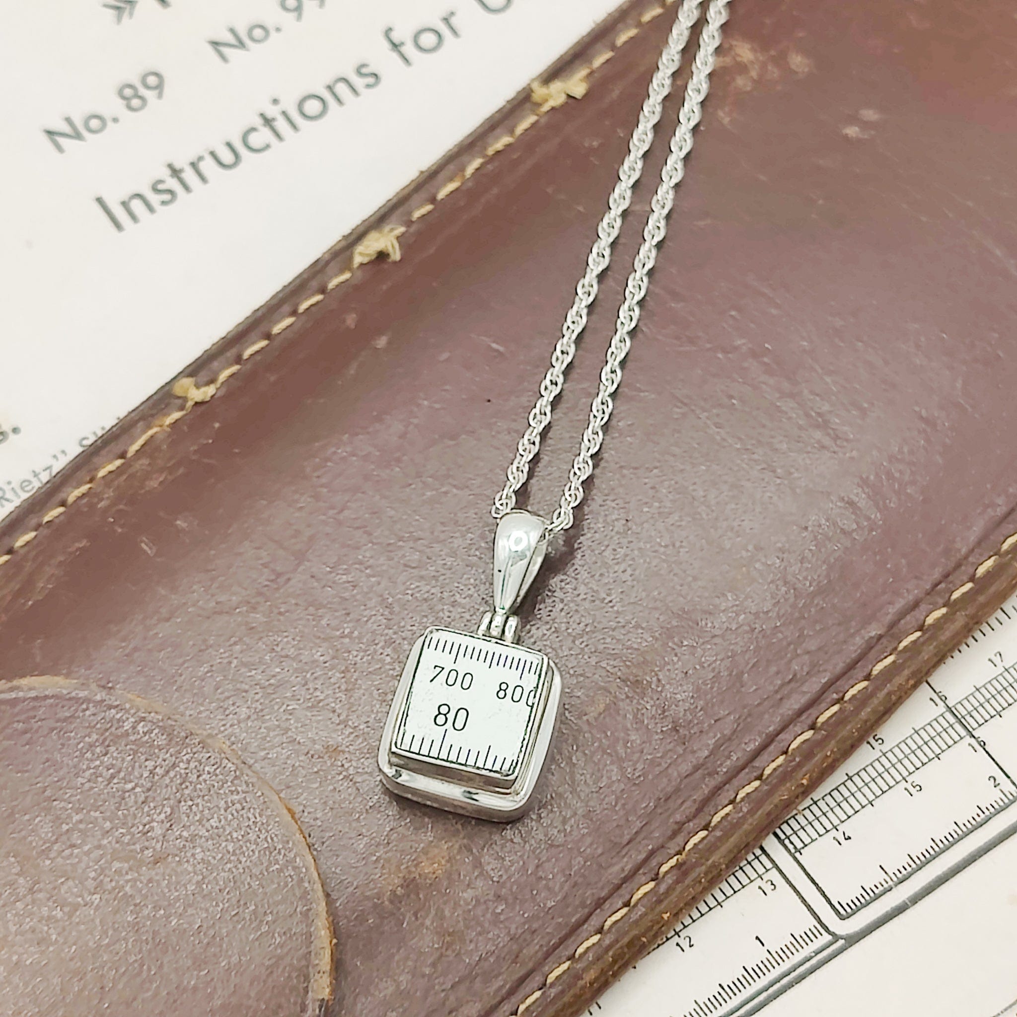 Hepburn and Hughes Slide Rule Pendant | Maths and Science Gift | Sterling Silver