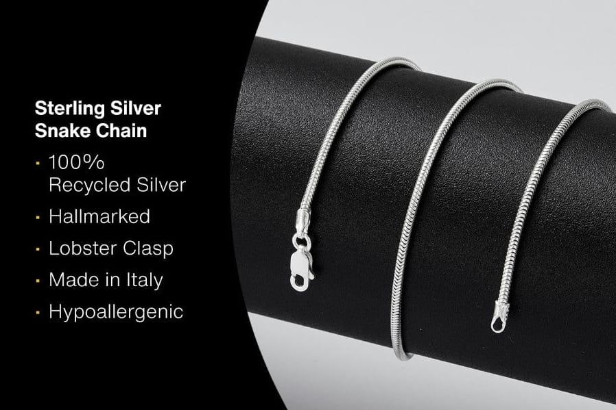 Hepburn and Hughes Snake Chain 30", Sterling Silver