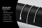 Hepburn and Hughes Snake Chain 30", Sterling Silver
