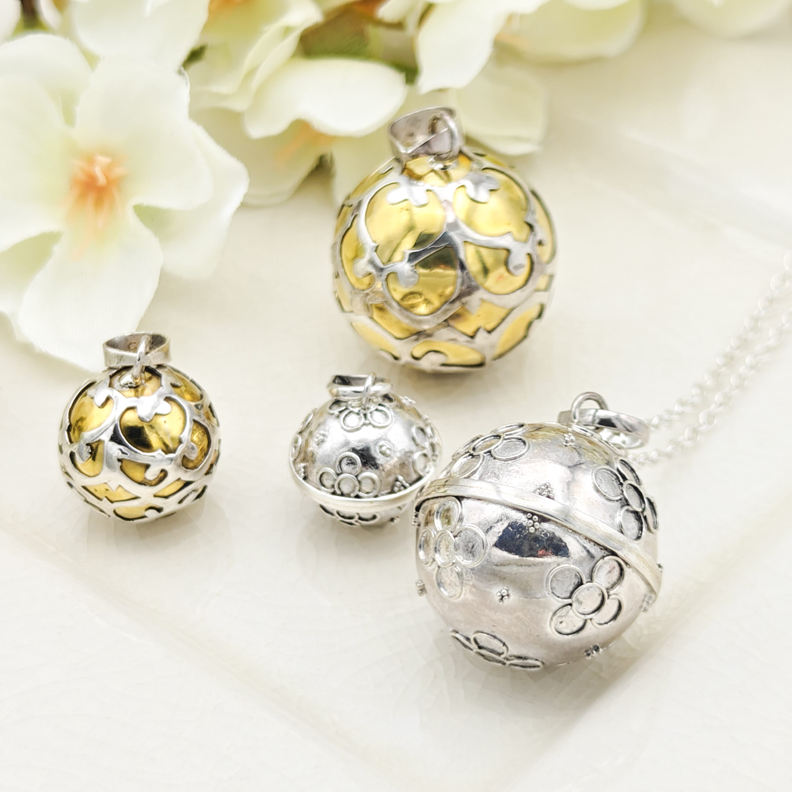 Hepburn and Hughes Sterling Silver Harmony Ball Pendant for Pregnancy | Angel Caller Necklace | Spiritual Gift