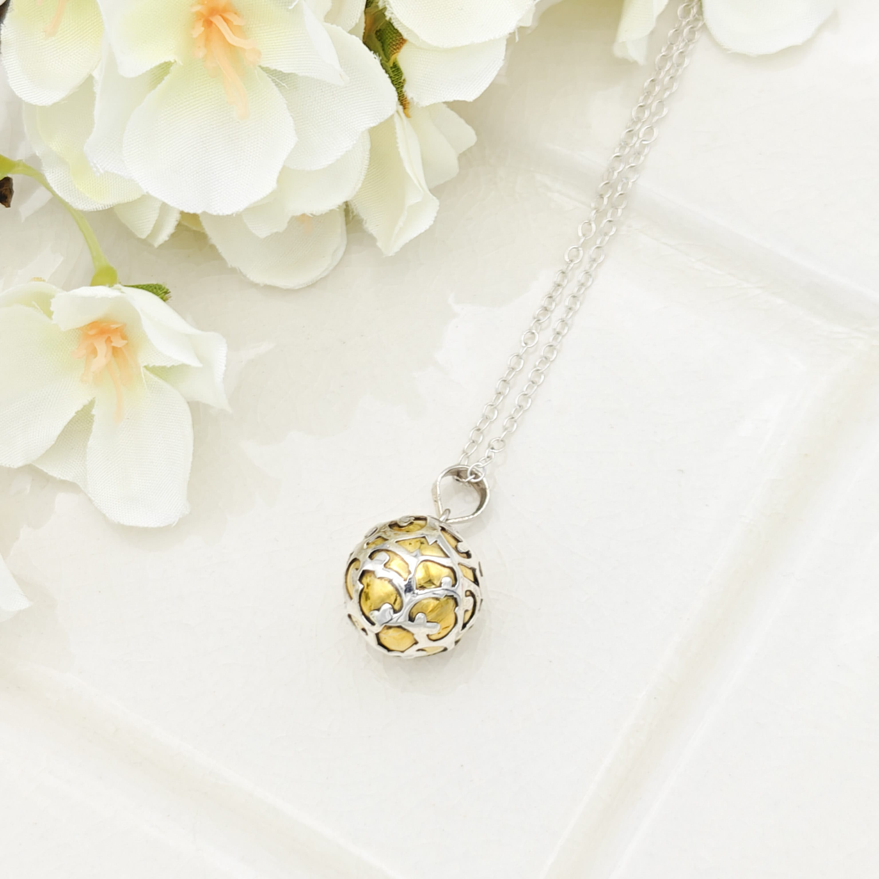 Hepburn and Hughes Sterling Silver Harmony Ball Pendant for Pregnancy | Angel Caller Necklace | Spiritual Gift