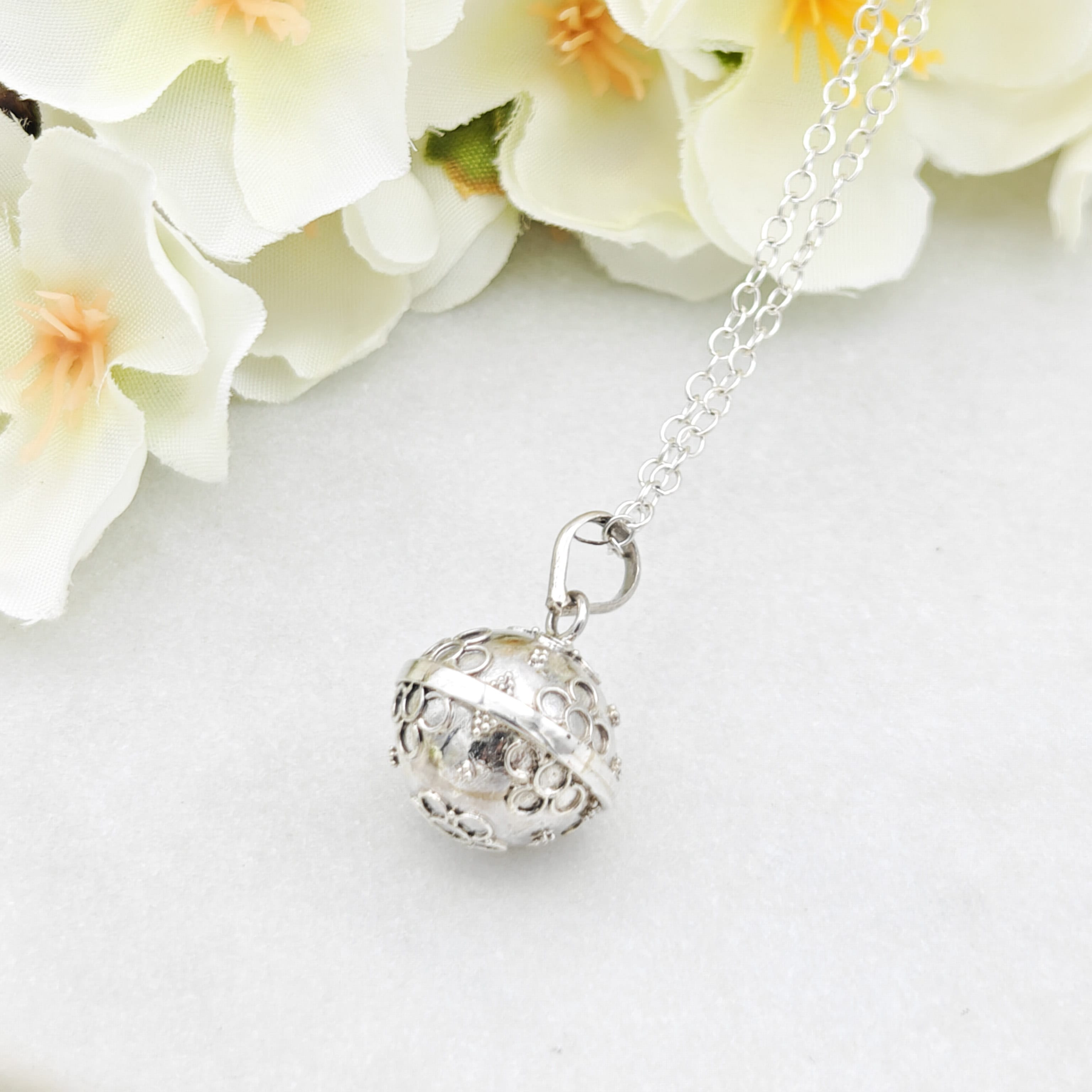 Hepburn and Hughes Sterling Silver Harmony Ball Pendant for Pregnancy | Angel Caller Necklace | Spiritual Gift