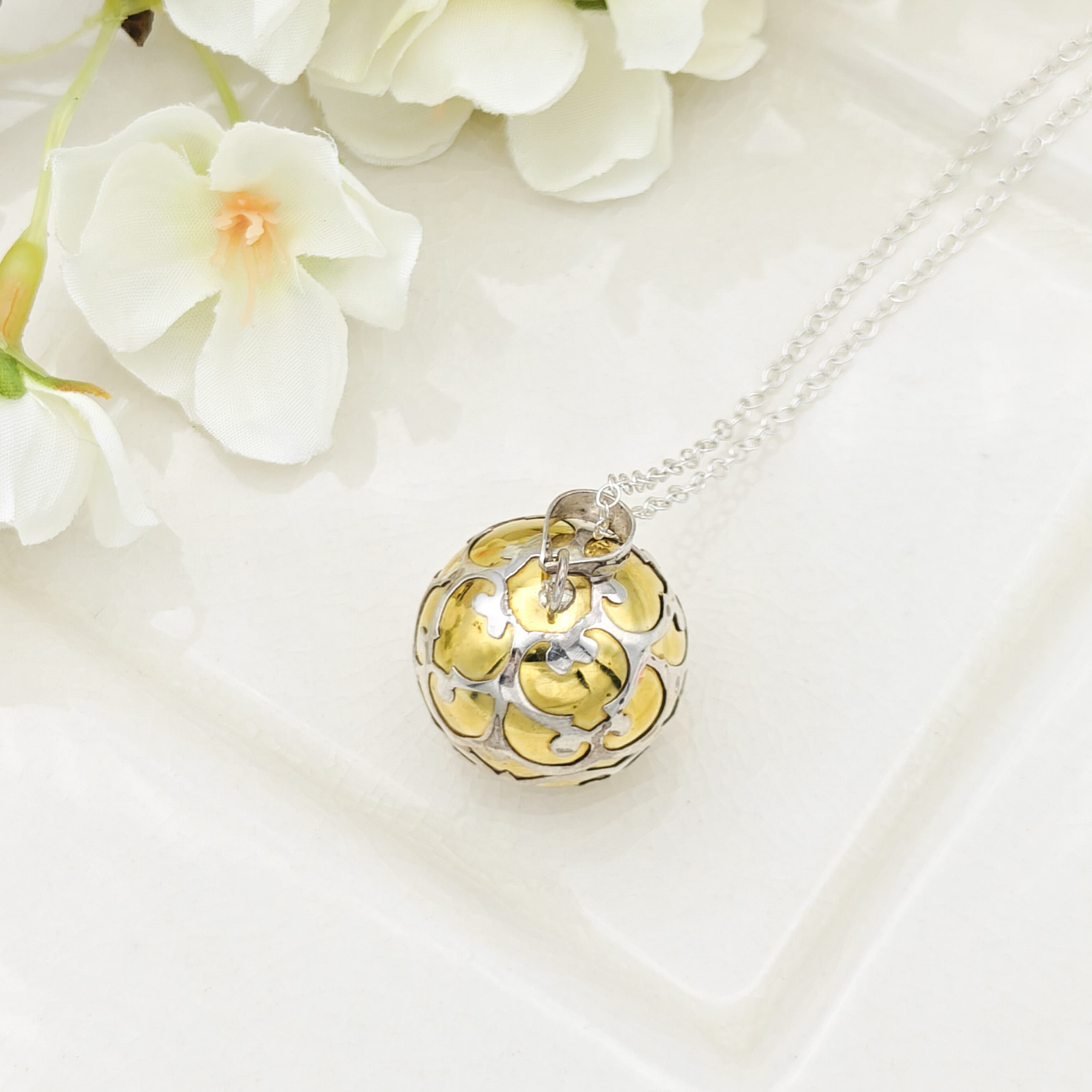 Hepburn and Hughes Sterling Silver Harmony Ball Pendant for Pregnancy | Angel Caller Necklace | Spiritual Gift