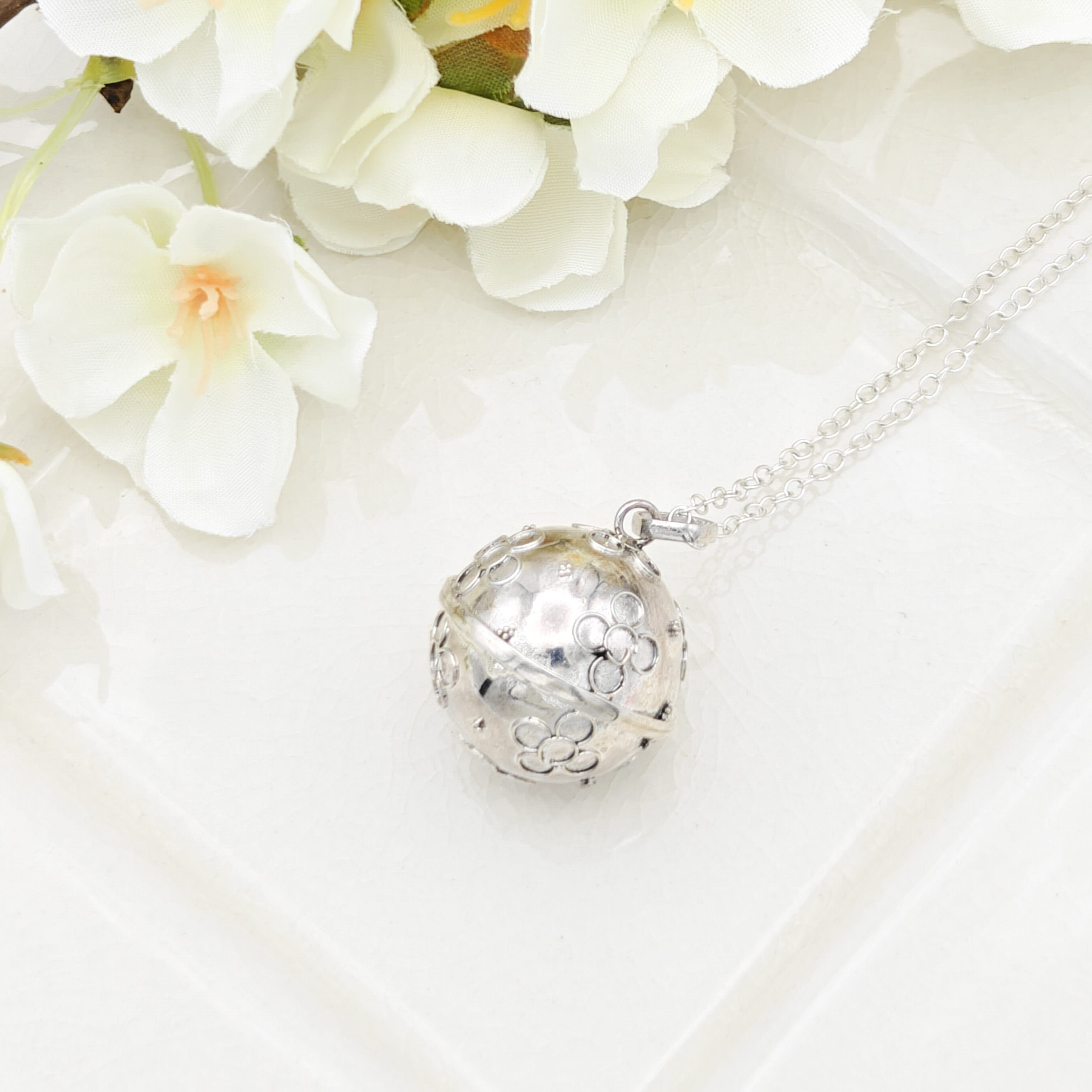 Hepburn and Hughes Sterling Silver Harmony Ball Pendant for Pregnancy | Angel Caller Necklace | Spiritual Gift