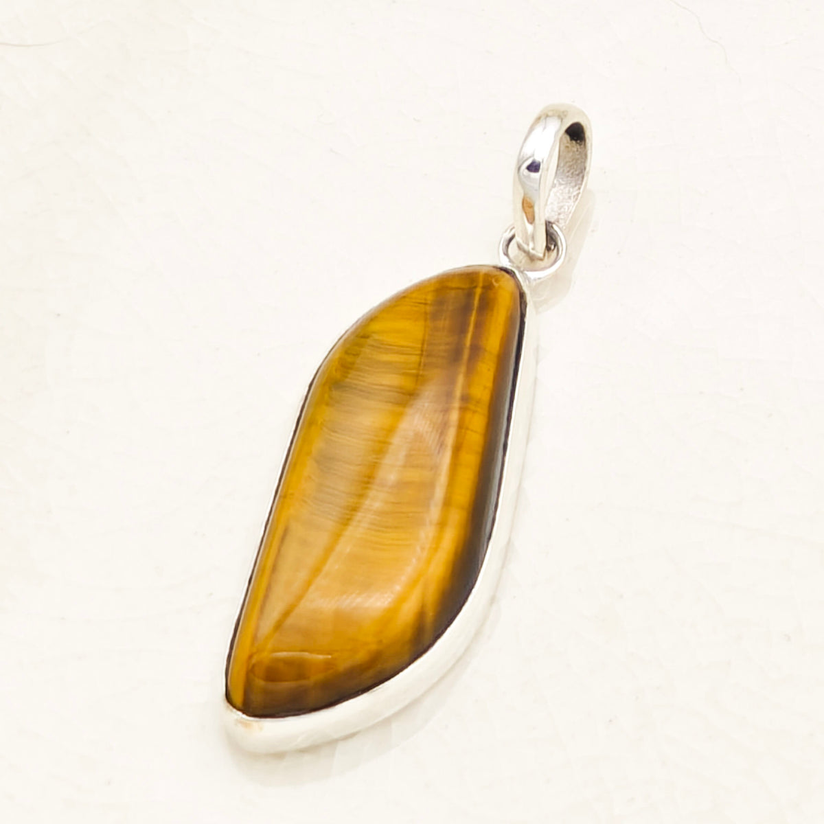 Hepburn and Hughes Tiger's Eye Necklace | Abstract Pendant |18th Anniversary Gift | Sterling Silver
