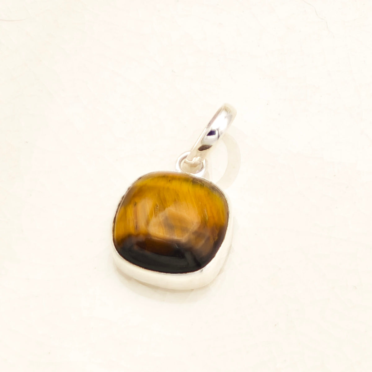 Hepburn and Hughes Tiger's Eye Pendant | 9th or 18th anniversary gift | 14mm square | Sterling Silver