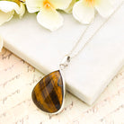 Hepburn and Hughes Tiger's Eye Pendant in Sterling Silver | 18th anniversary Gift and June Birthstone