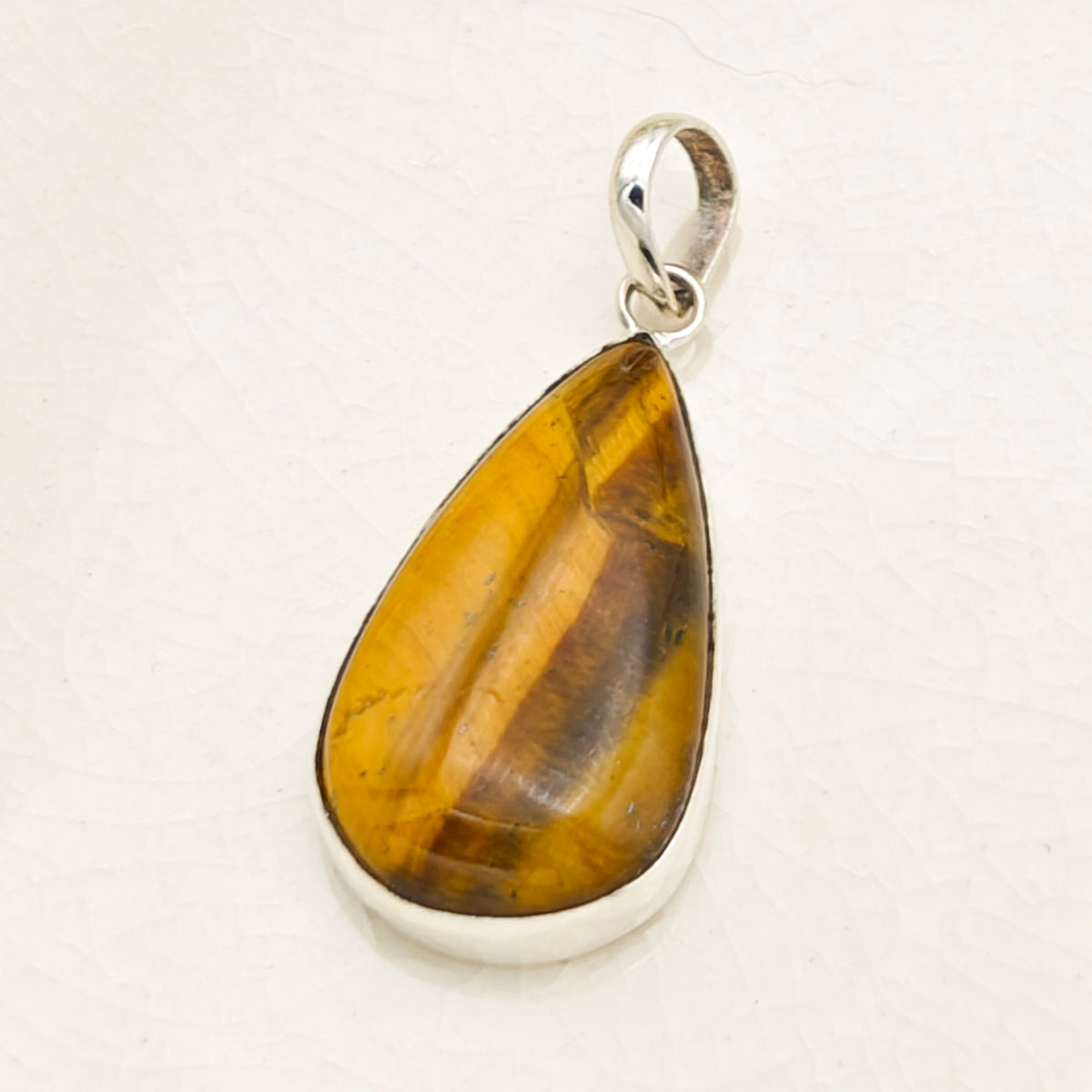 Hepburn and Hughes Tiger's Eye Pendant in Sterling Silver | 18th anniversary Gift and June Birthstone