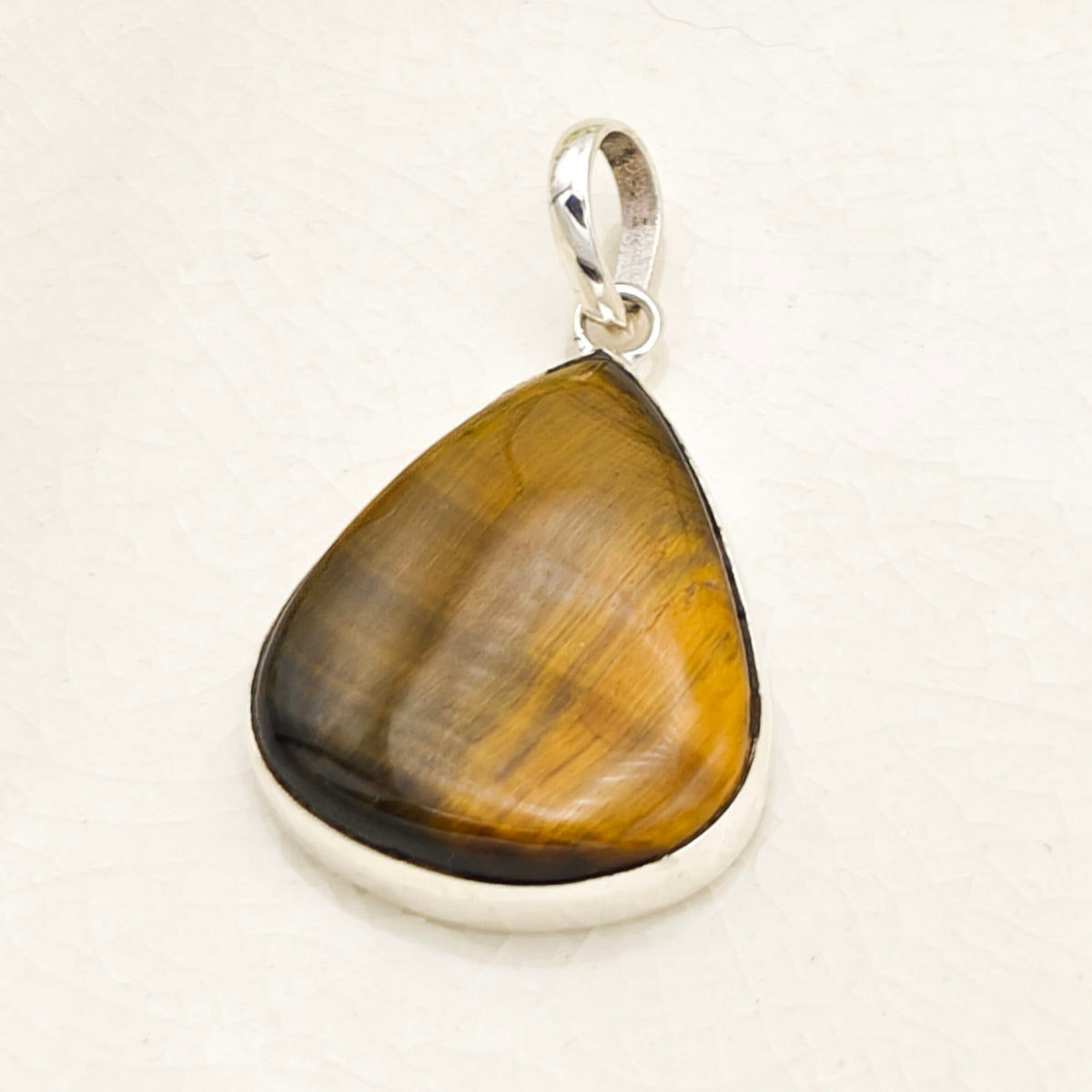 Hepburn and Hughes Tiger's Eye Pendant in Sterling Silver | 18th anniversary Gift and June Birthstone