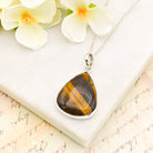 Hepburn and Hughes Tiger's Eye Pendant in Sterling Silver | 18th anniversary Gift and June Birthstone