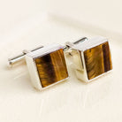 Hepburn and Hughes Tigers Eye Gemstone Cufflinks | June Birthstone Gift | Sterling Silver