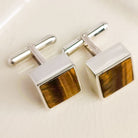 Hepburn and Hughes Tigers Eye Gemstone Cufflinks | June Birthstone Gift | Sterling Silver