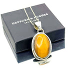 Hepburn and Hughes Tigers Eye Necklace | 27mm Oval Pendant | 3rd Anniversary Gift | Sterling Silver