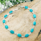 Hepburn and Hughes Turquoise Bracelet | 12 Ovals |  December Birthstone | Sterling Silver