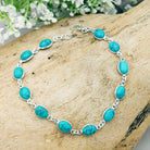 Hepburn and Hughes Turquoise Bracelet | 12 Ovals |  December Birthstone | Sterling Silver