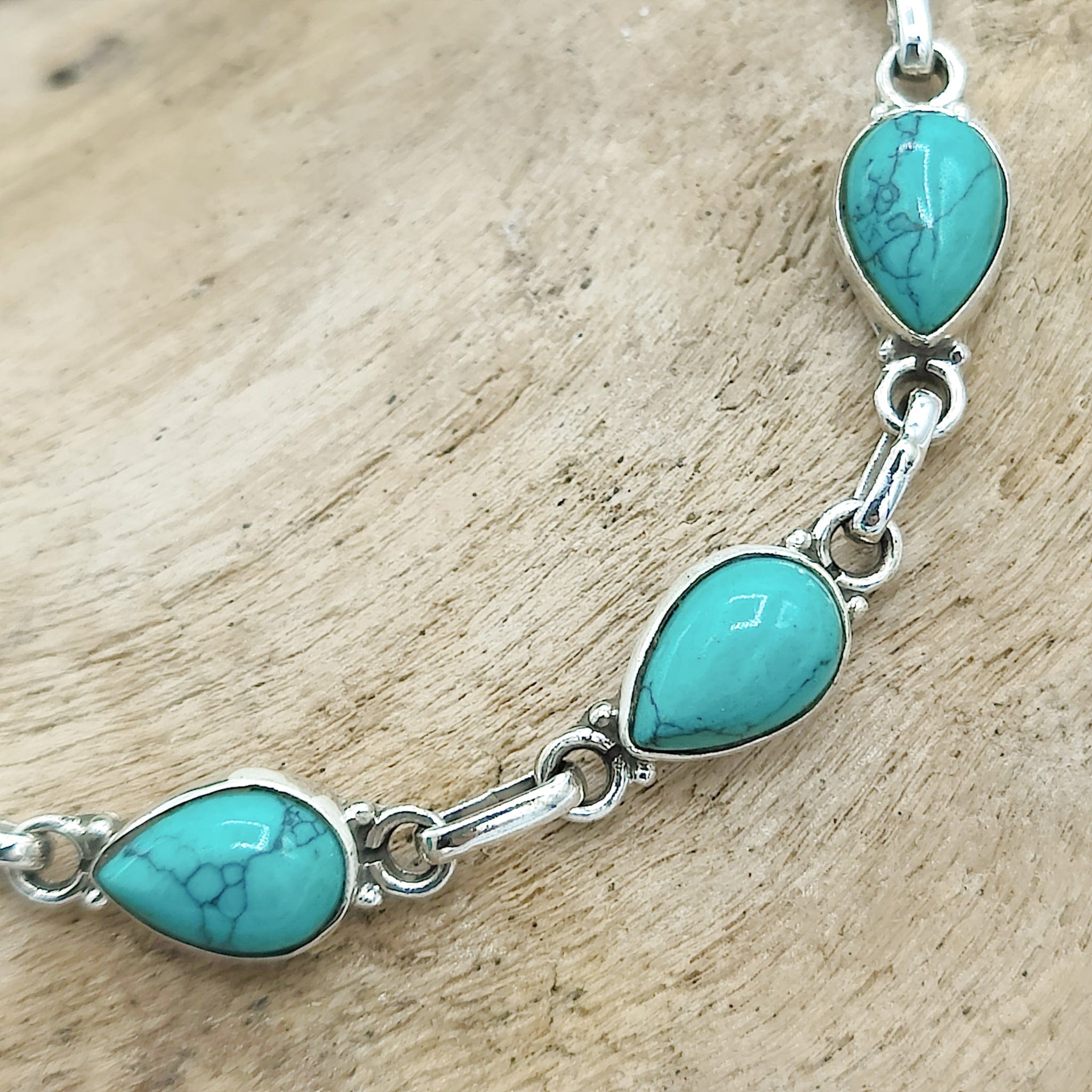 Hepburn and Hughes Turquoise Bracelet with 7 Gemstones | December Gift | Sterling Silver