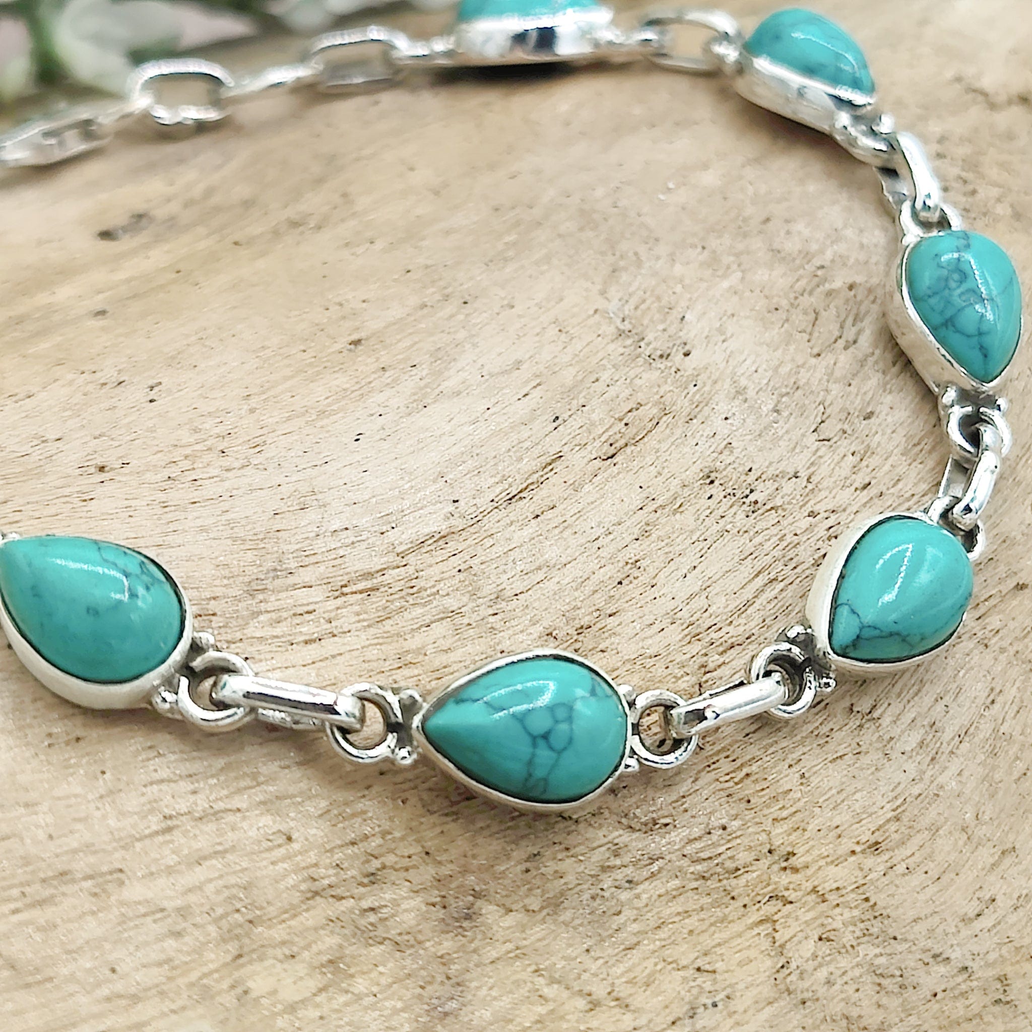 Hepburn and Hughes Turquoise Bracelet with 7 Gemstones | December Gift | Sterling Silver