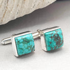 Hepburn and Hughes Turquoise Cufflinks | December Gift |Sterling Silver