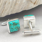 Hepburn and Hughes Turquoise Cufflinks | December Gift |Sterling Silver