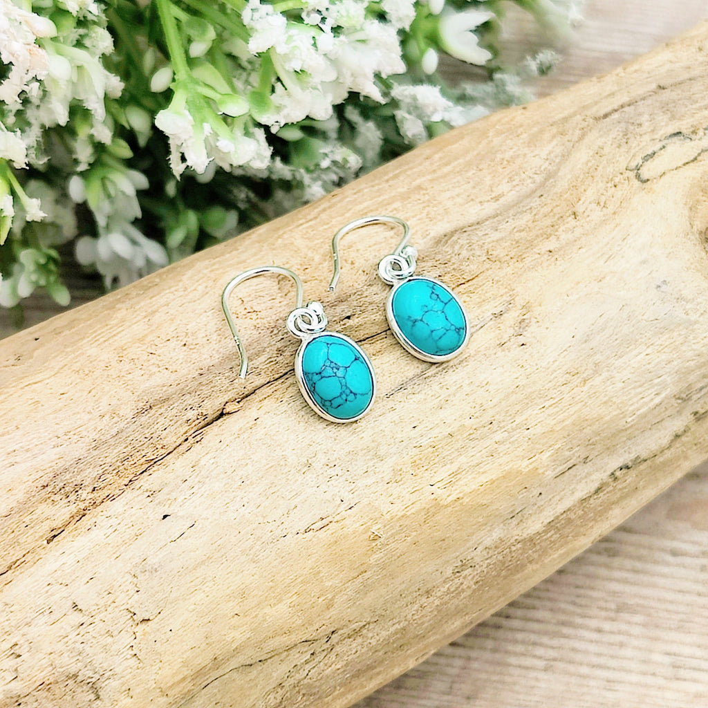 Hepburn and Hughes Turquoise | Drop Earrings | Oval | Sterling Silver
