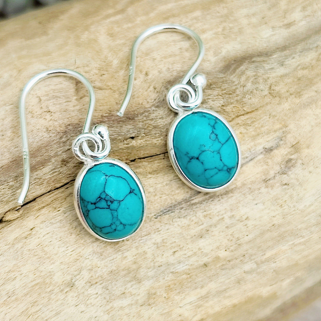 Hepburn and Hughes Turquoise | Drop Earrings | Oval | Sterling Silver