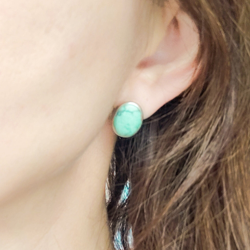 Hepburn and Hughes Turquoise Earring | Oval Stud Earrings | 3 options | Sterling Silver