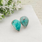 Hepburn and Hughes Turquoise Earrings | 15mm Teardrop Studs |  December Birthstone | Sterling Silver