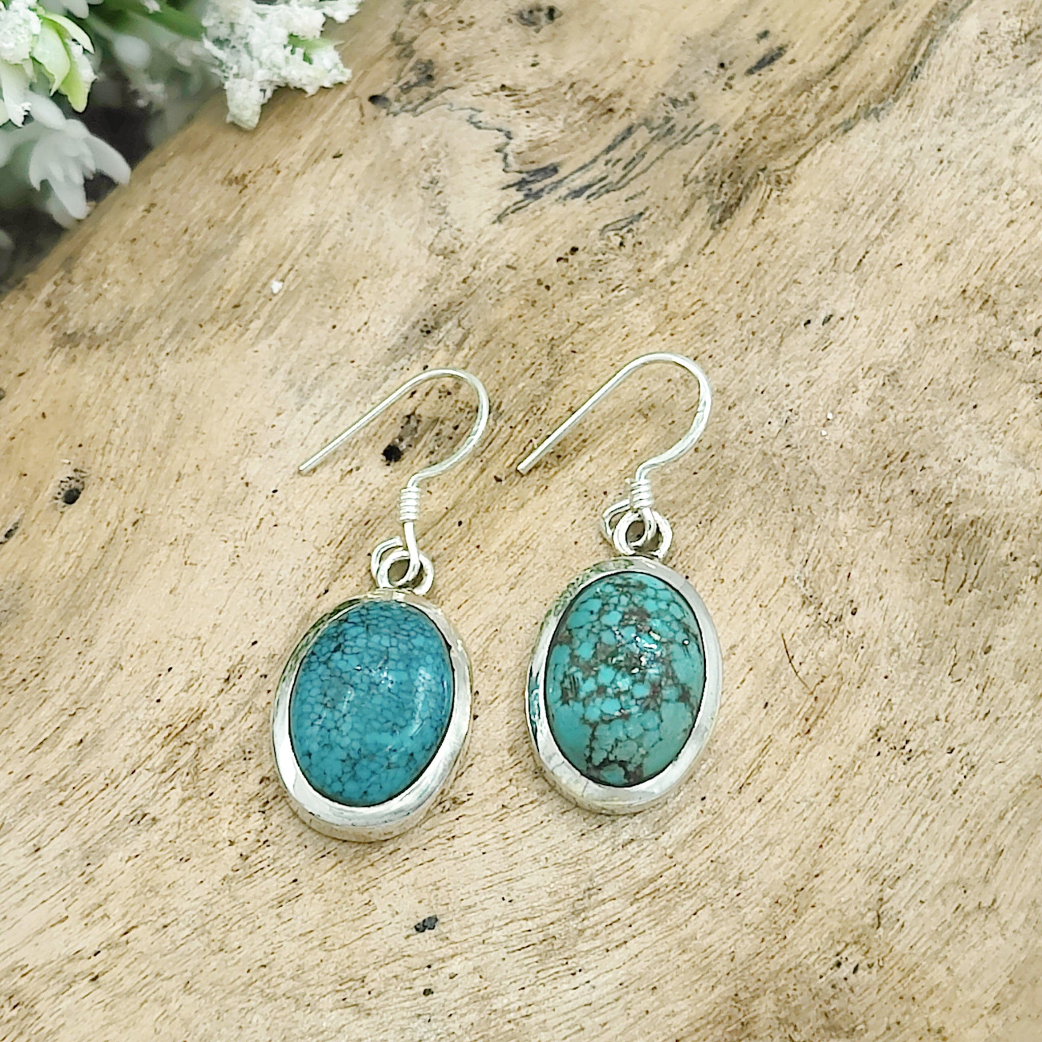 Hepburn and Hughes Turquoise Earrings | 18mm Oval | 11th Anniversary Gift | Sterling Silver