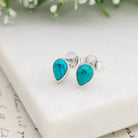 Hepburn and Hughes Turquoise Earrings | 7mm Teardrop Studs |  December Birthstone | Sterling Silver