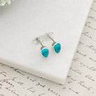 Hepburn and Hughes Turquoise Earrings | 7mm Teardrop Studs |  December Birthstone | Sterling Silver