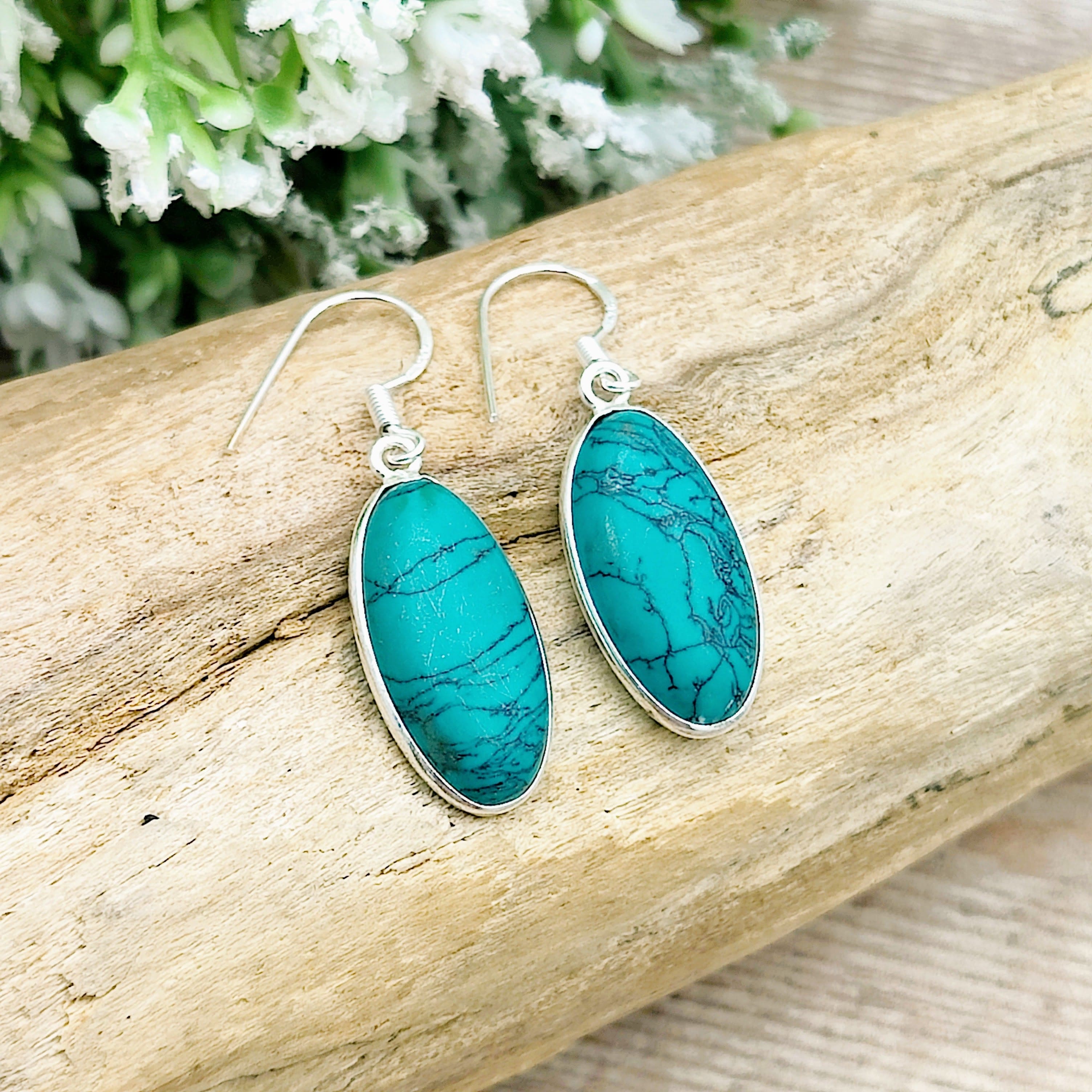 Turquoise Earrings Long gemstone Earrings December Birthstone