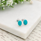 Hepburn and Hughes Turquoise Earrings | Oval Stud Earrings | December Birthstone