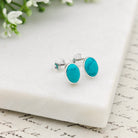 Hepburn and Hughes Turquoise Earrings | Oval Stud Earrings | December Birthstone