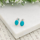 Hepburn and Hughes Turquoise Earrings | Oval Stud Earrings | December Birthstone
