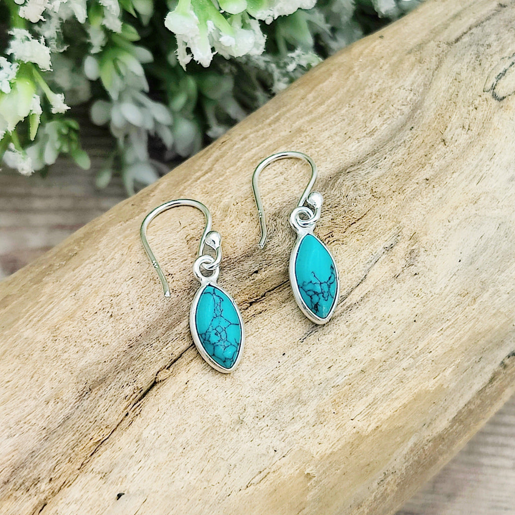 Hepburn and Hughes Turquoise Earrings | Pointed Oval | Sterling Silver