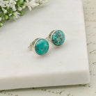 Hepburn and Hughes Turquoise Earrings | Round Stud Earrings | Blue Gemstone | Sterling Silver