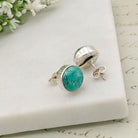 Hepburn and Hughes Turquoise Earrings | Round Stud Earrings | Blue Gemstone | Sterling Silver