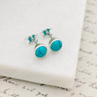Hepburn and Hughes Turquoise Earrings | Round Stud Earrings | Blue Gemstone | Sterling Silver
