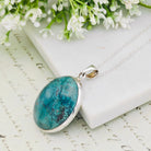 Hepburn and Hughes Turquoise Gemstone 33mm Pendant | December Gift | Sterling Silver