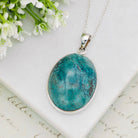 Hepburn and Hughes Turquoise Gemstone 33mm Pendant | December Gift | Sterling Silver