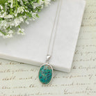 Hepburn and Hughes Turquoise Gemstone Pendant | December Gift | 25mm Oval | Sterling Silver
